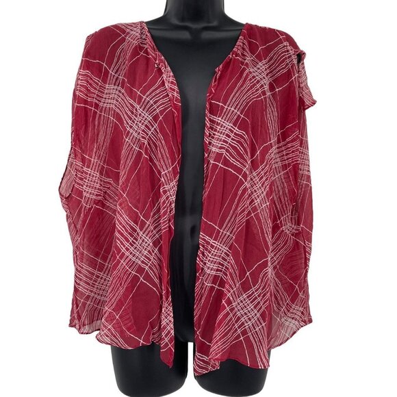 Vinatge Robbie Bee Women's Silk Plaid Sheer Shawl Size 20W Flutter Sleeve - Picture 1 of 10